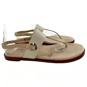Cole haan womens sandals size 9 tan beige leather t-strap